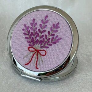 Lavender Embroidery Compact Mirror